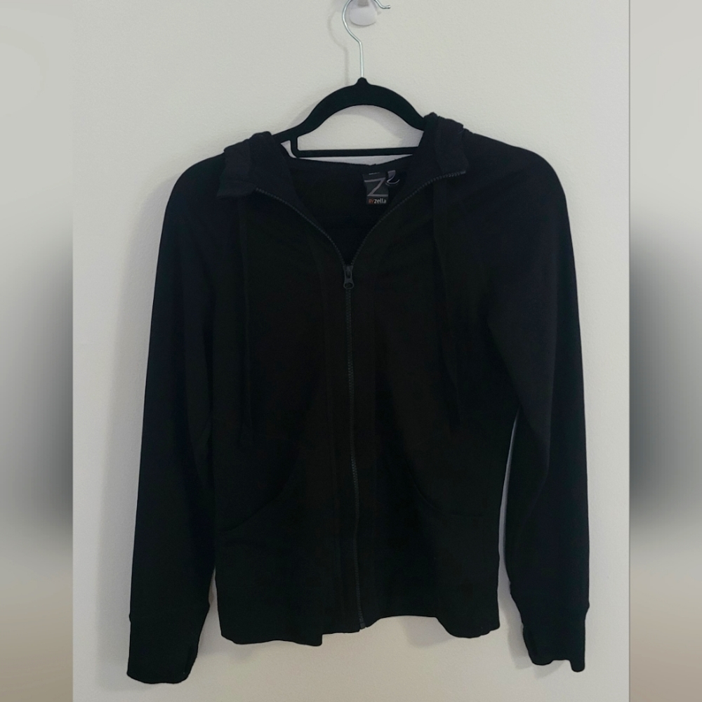 ByZella Black Fleece Zip-up Hoodie with Thumb Slots in Women's Size Small